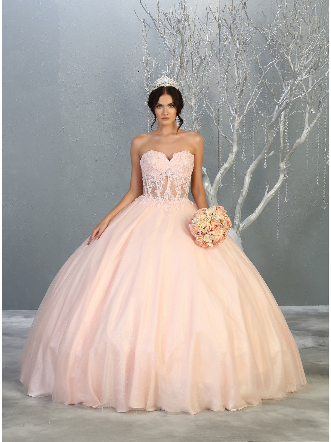 May Queen LK141 - Strapless Sweetheart Corset Bodice Ballgown