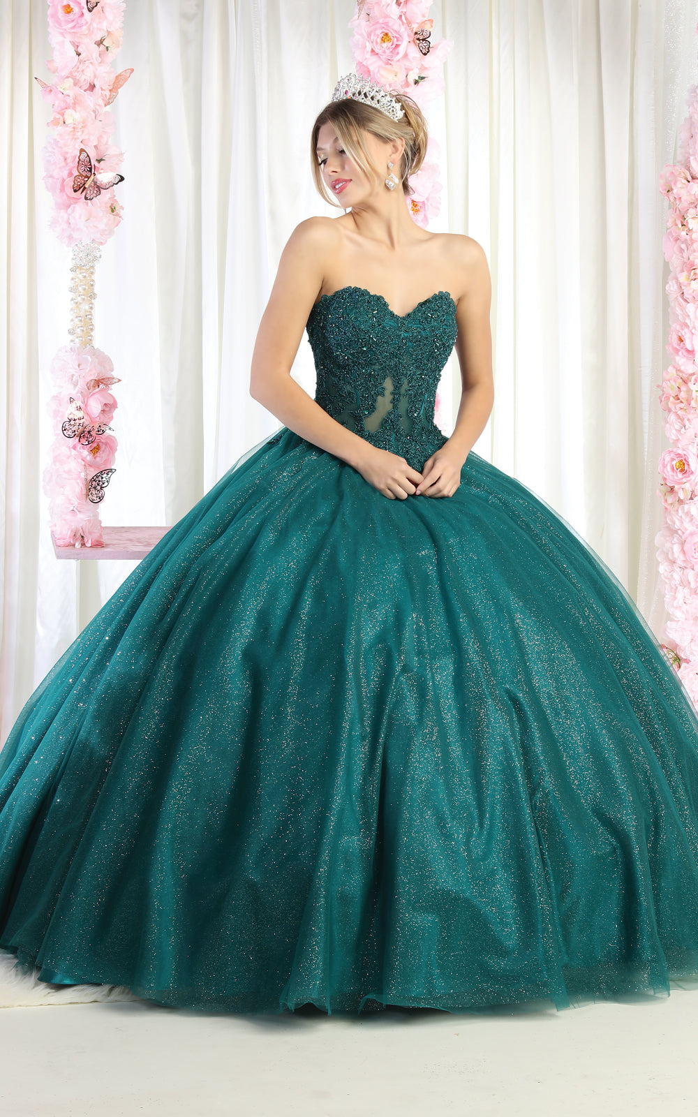 May Queen LK141 - Strapless Sweetheart Corset Bodice Ballgown