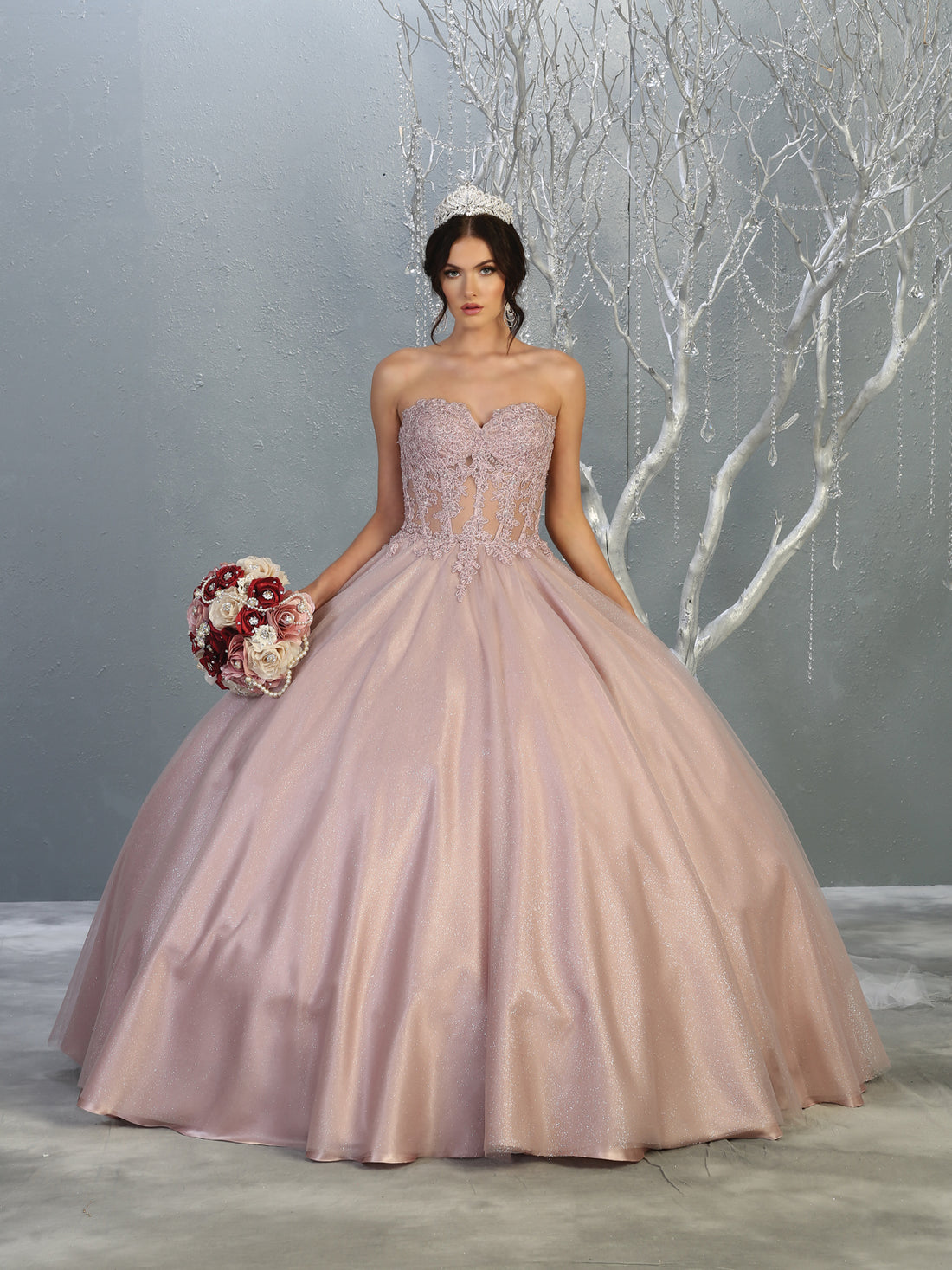May Queen LK141 - Strapless Sweetheart Corset Bodice Ballgown