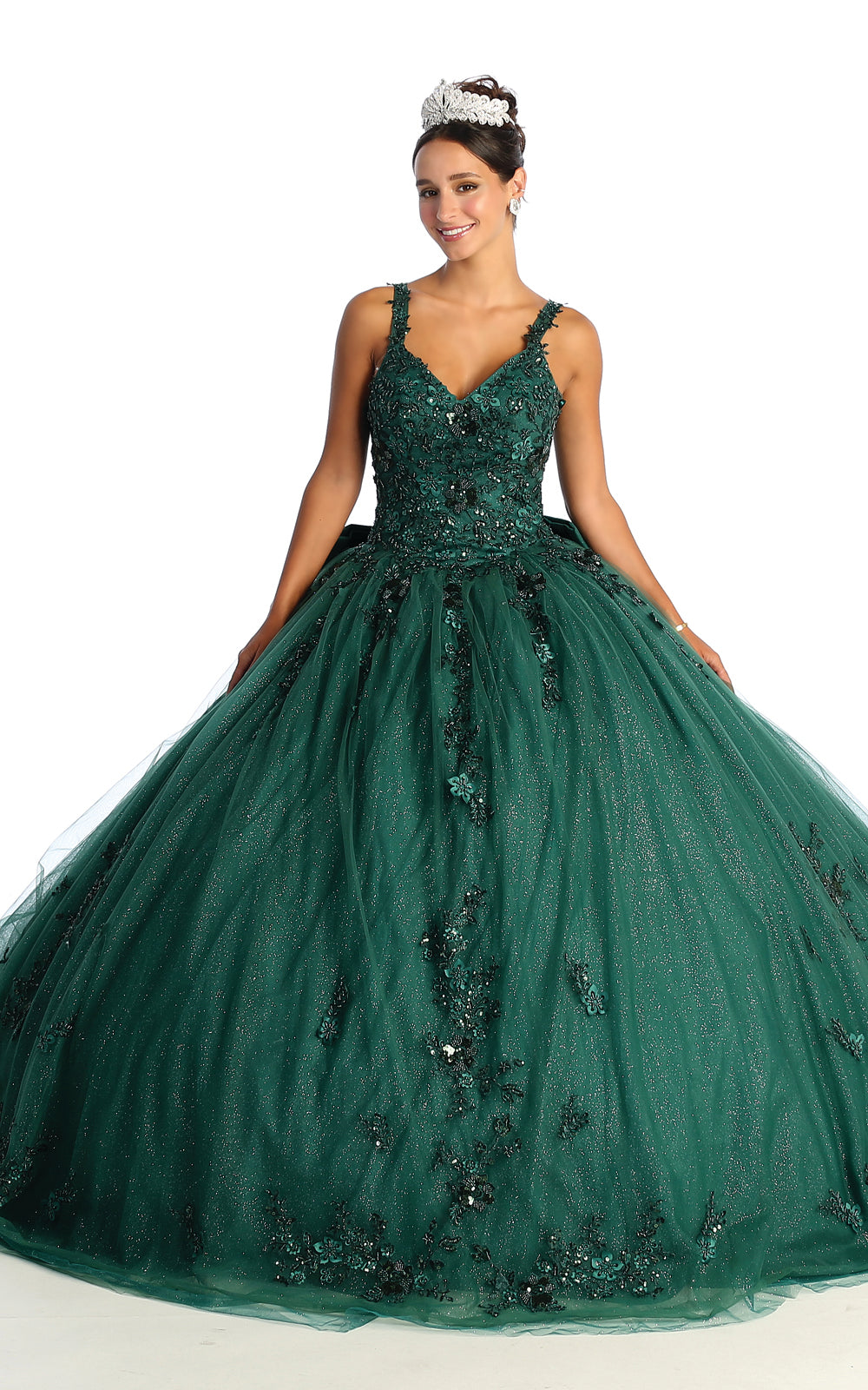 LK174 Vestido de Gala de Quinceañera con Escote en V Floral