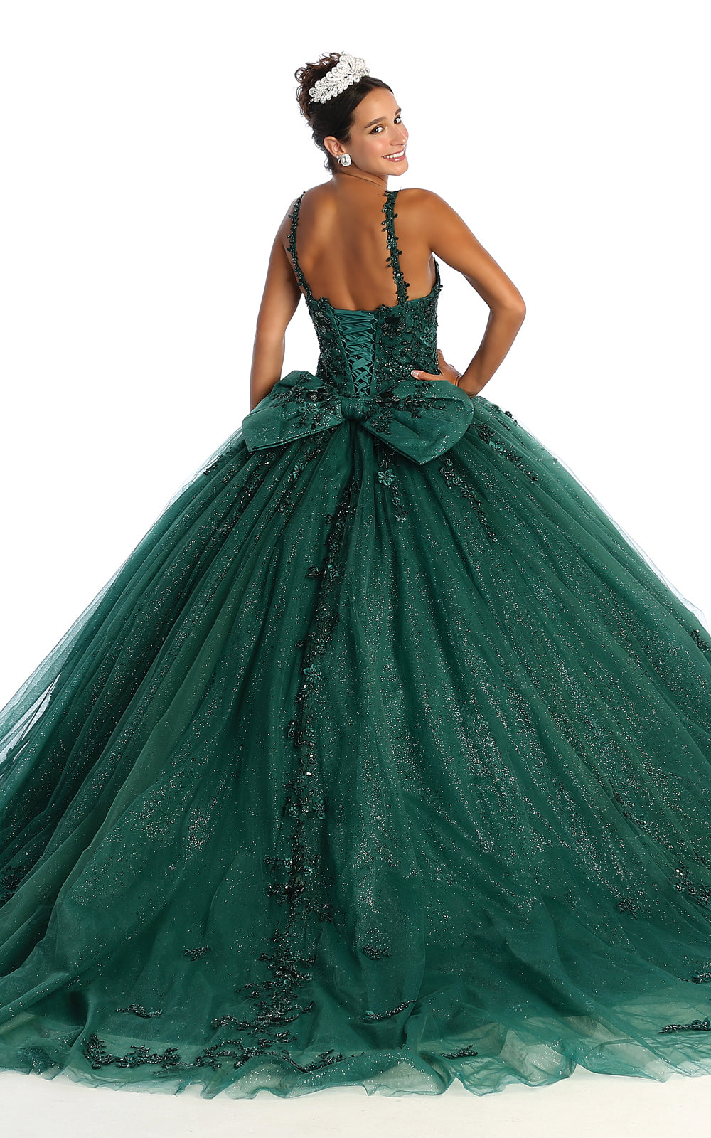 LK174 Vestido de Gala de Quinceañera con Escote en V Floral
