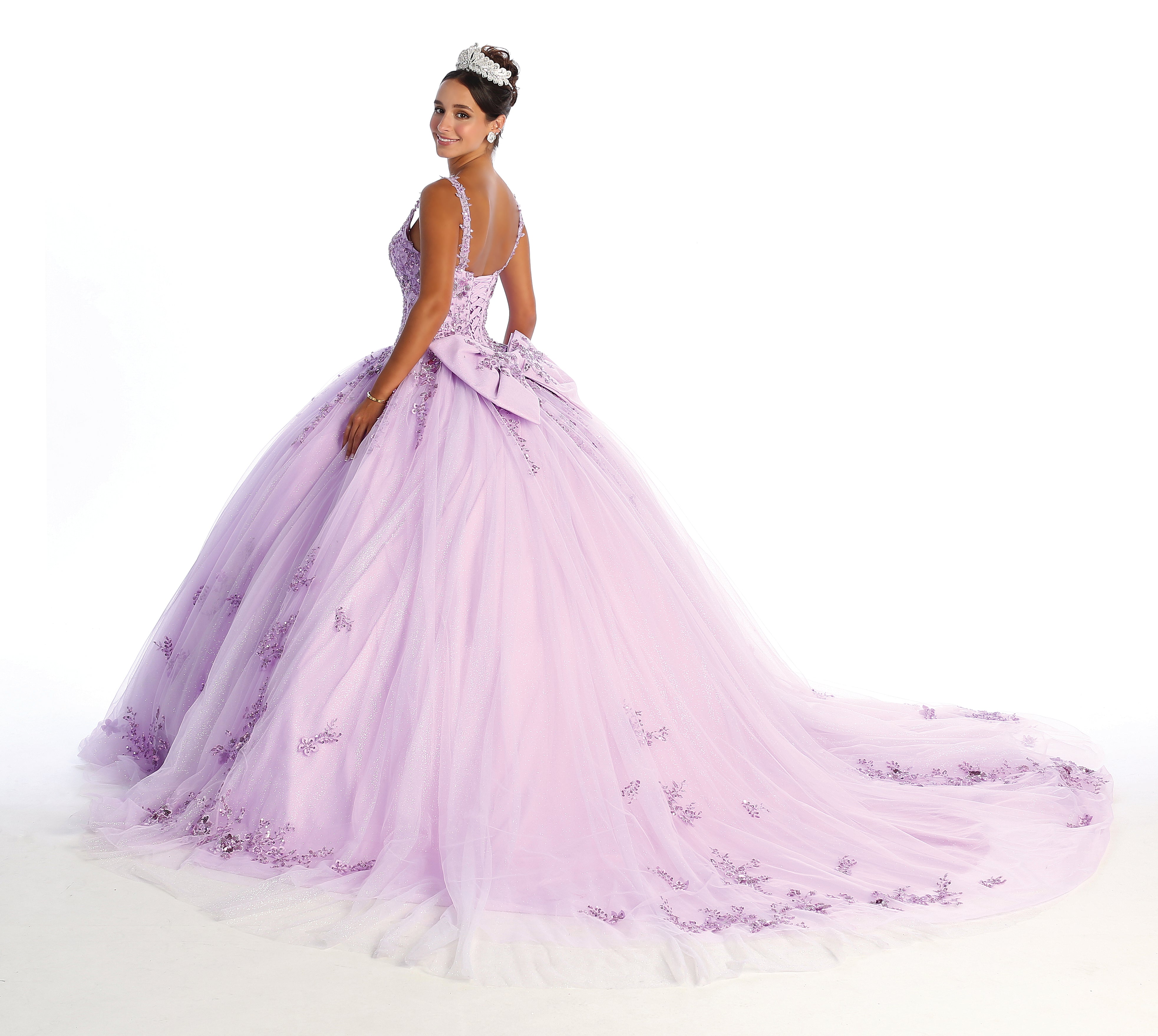 LK174 Vestido de Gala de Quinceañera con Escote en V Floral