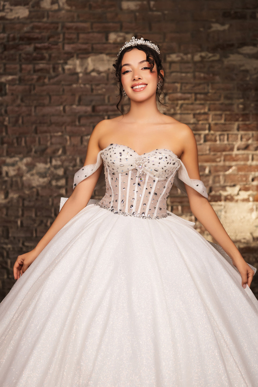 May Queen LK281 - Beaded Corset Bodice Sweetheart Ballgown