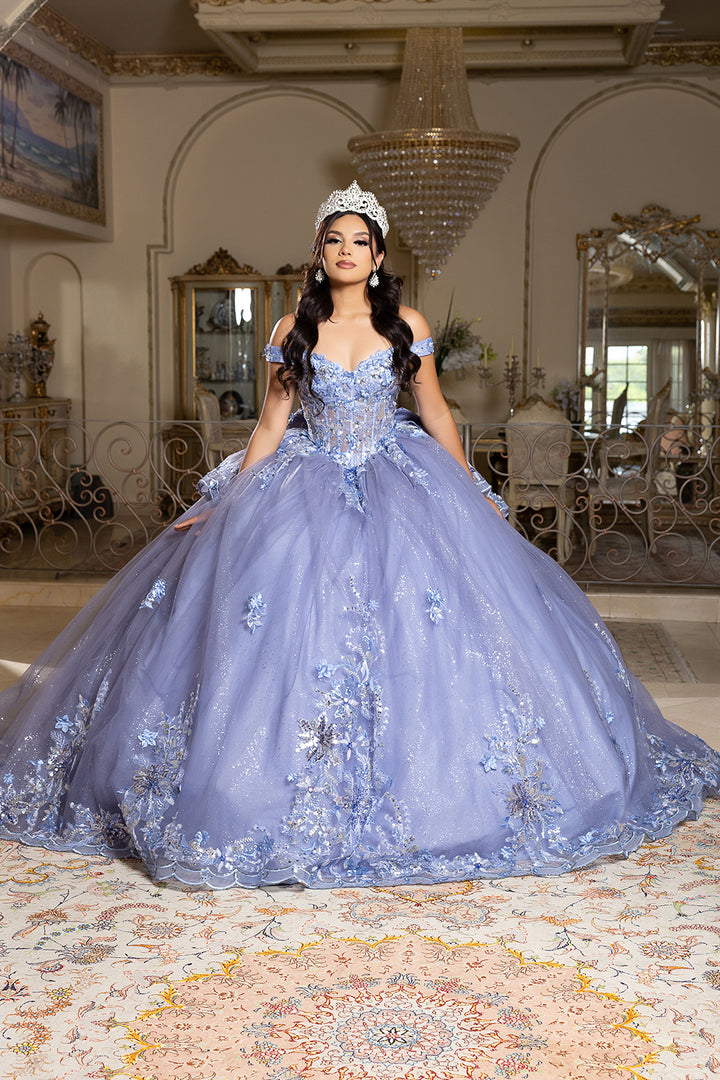 May Queen LK286 - Floral Accent Sweetheart Ballgown with Bow