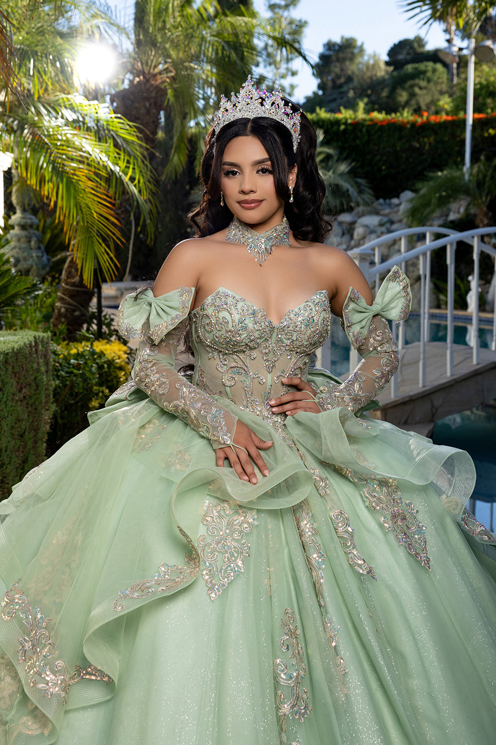 May Queen LK291 - Embroidered Corset Off-the-Shoulder Sweetheart Quinceañera Ball Gown