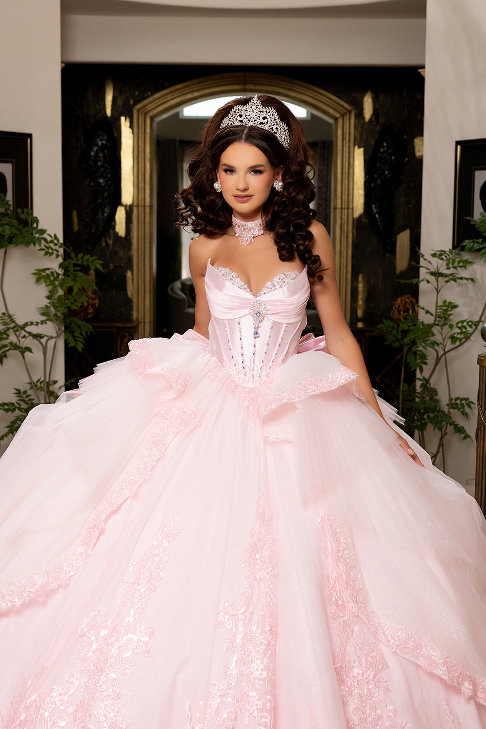 LK308 Vestido de Gala de Quinceañera con Falda Completa