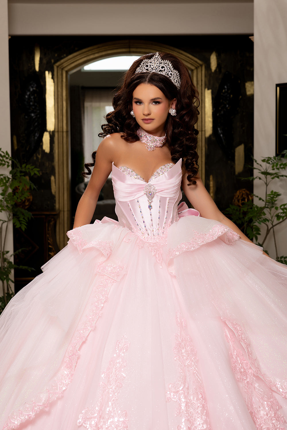 LK308 Vestido de Gala de Quinceañera con Falda Completa
