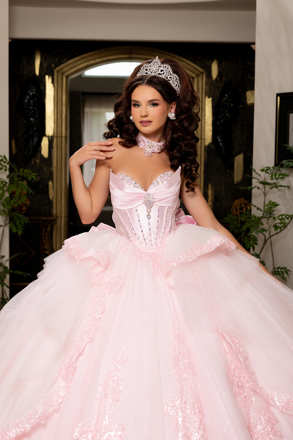 LK308 Vestido de Gala de Quinceañera con Falda Completa