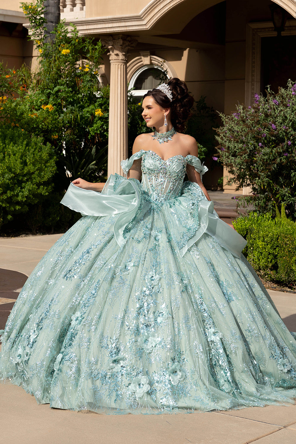 Vestido de gala de quinceañera de falda completa LK313