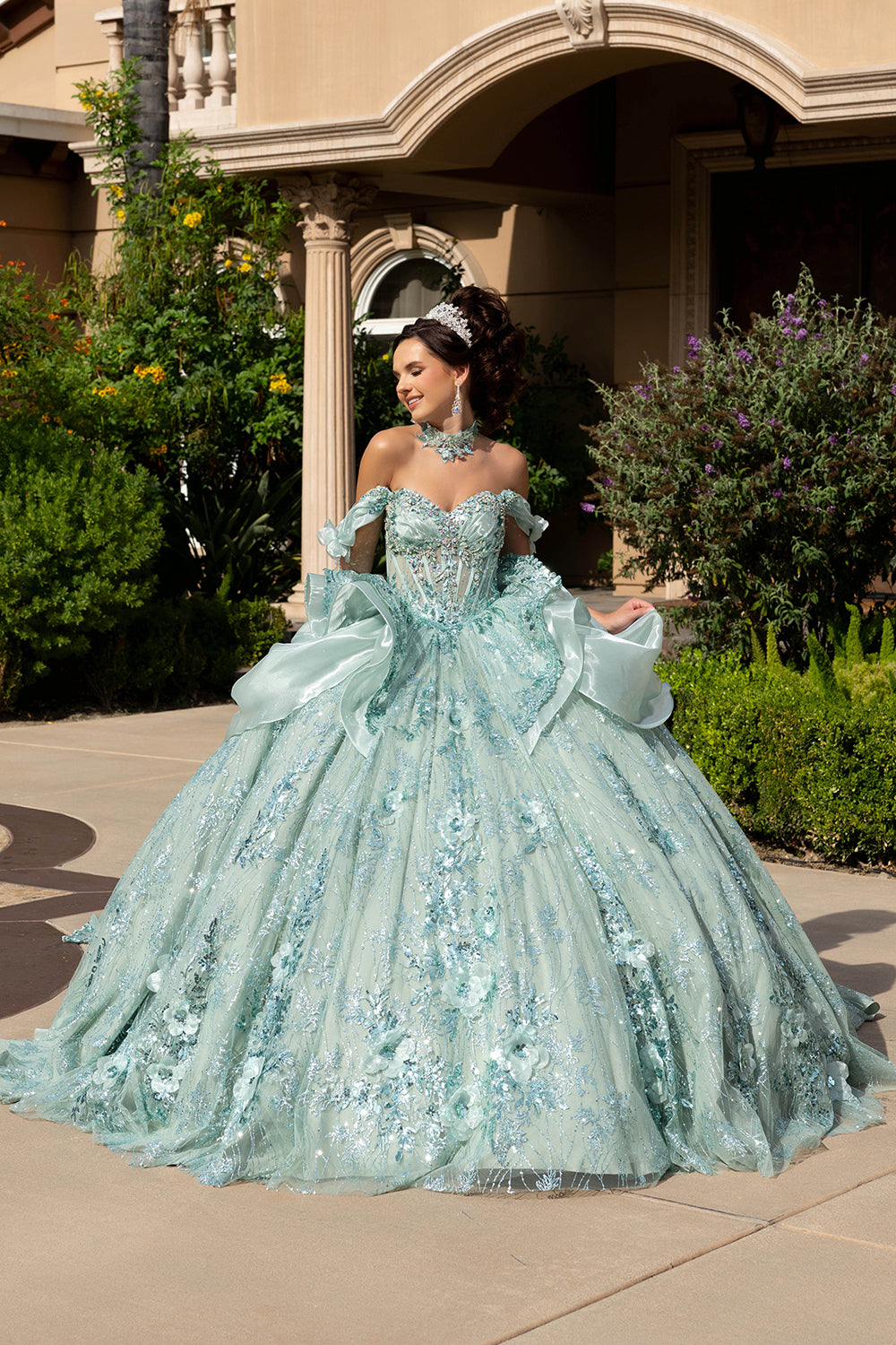 Vestido de gala de quinceañera de falda completa LK313