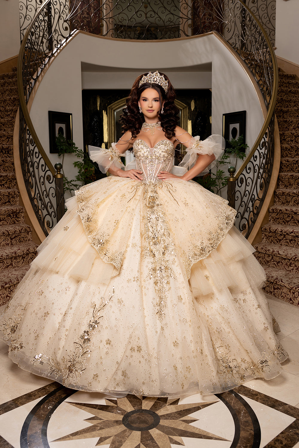 LK317 Vestido de gala de Quinceañera con falda completa