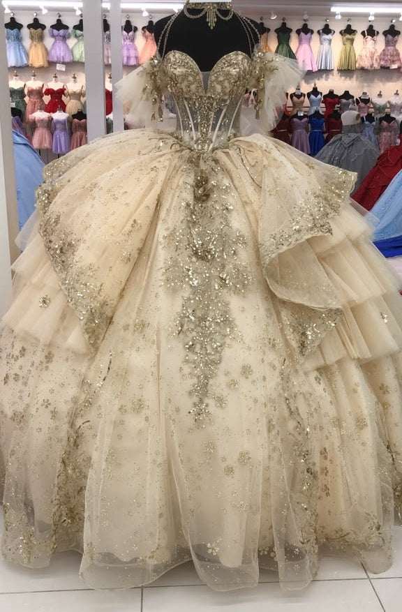 LK317 Vestido de gala de Quinceañera con falda completa