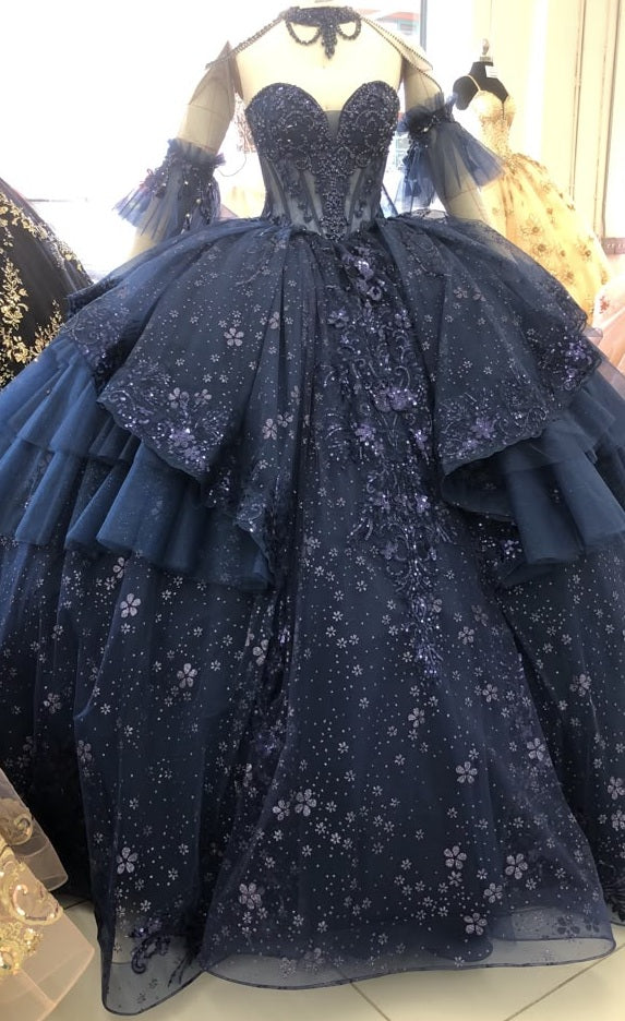 LK317 Vestido de gala de Quinceañera con falda completa