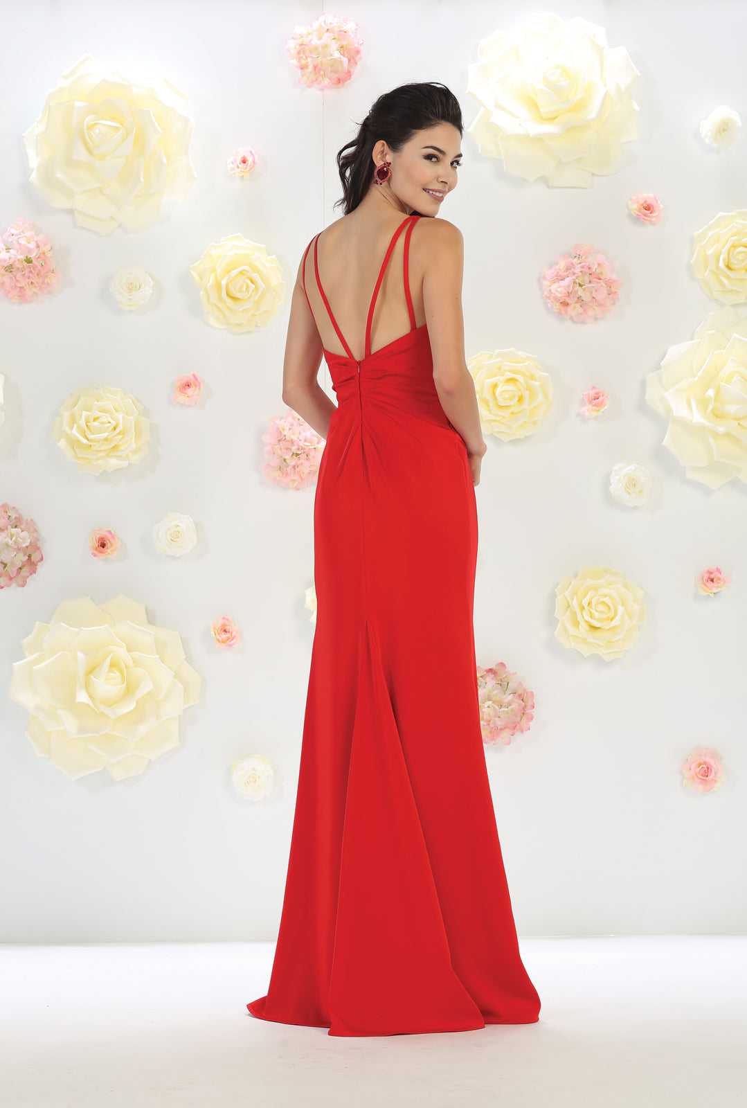 May Queen MQ1469 - Sleeveless Pleated High Front Slit A-Line Dress