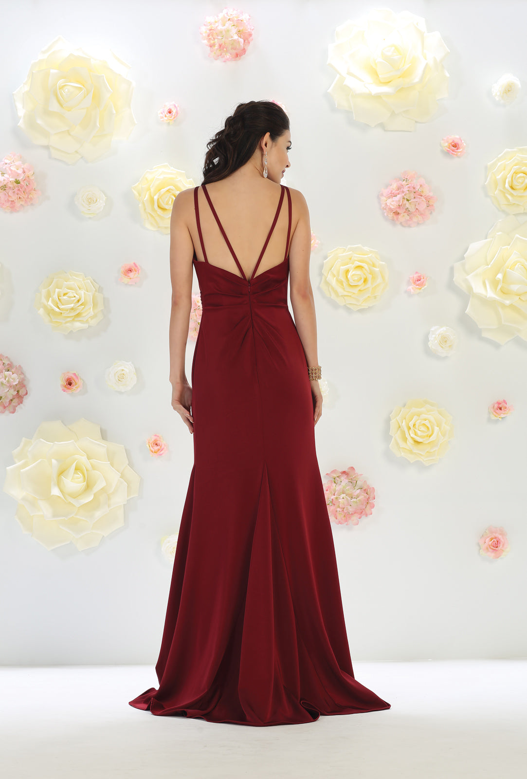 May Queen MQ1469 - Sleeveless Pleated High Front Slit A-Line Dress