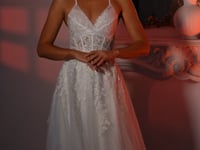 May Queen MQ2220 - V-Neckline Embroidered Applique Prom Gown