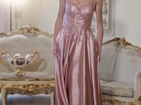 May Queen MQ2217 - Embroidered Halter Column Gown