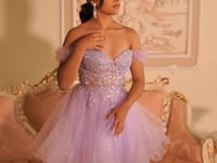 May Queen MQ2193 - Ruffled Sleeve Layered A-Line Dress