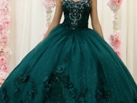 Vestido de gala de Quinceañera LK180 sin mangas con corsé bordado