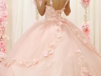 Vestido de gala de quinceañera sin tirantes con escote corazón y apliques florales LK177