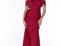 May Queen MQ1825 - Off-Shoulder Ruched Sheath Dress