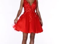 May Queen MQ1863 - Embroidered A-Line Cocktail Dress