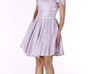 May Queen MQ1877 - Glitter Off Shoulder Cocktail Dress