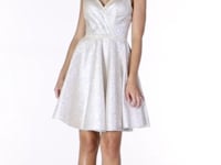 May Queen MQ1923 - Glittered V-Neck Cocktail Dress