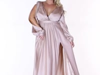 May Queen MQ1857 - Split Bishop Sleeve Formal Dress