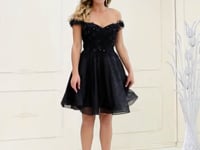 May Queen MQ1854 - Floral Applique Cocktail Dress