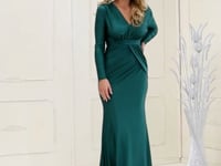 May Queen MQ1530 - Ruched Deep V-neck Sheath Evening Dress