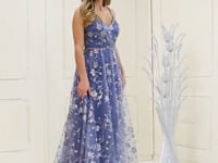 May Queen MQ1787 - Embellished V-neck A-line Gown With Slit
