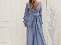 May Queen MQ1857 - Split Bishop Sleeve Formal Dress