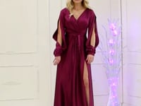 May Queen MQ1857 - Split Bishop Sleeve Formal Dress