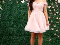 May Queen MQ1854 - Floral Applique Cocktail Dress
