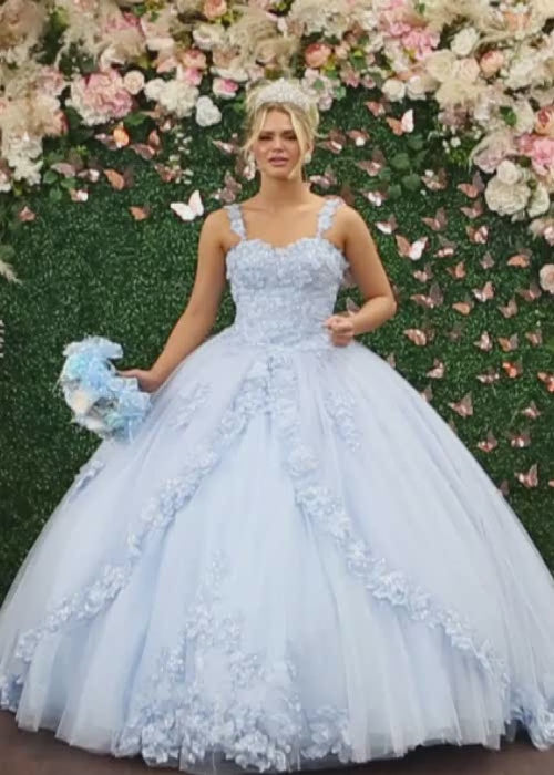 May Queen LK159 - Floral Appliqued Sweetheart Ballgown
